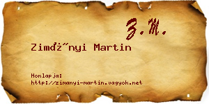 Zimányi Martin névjegykártya